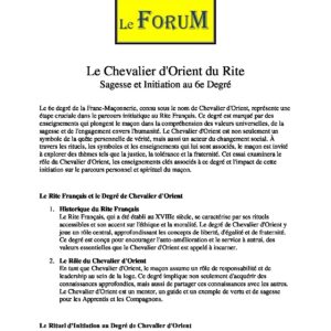 Le Chevalier d'Orient du Rite Français 6° - LC06R1-3 - Sources pour Franc-maçon
