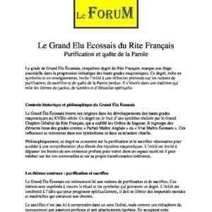 Le Grand Elu Ecossais du Rite Français 5° - LC05R1-3 - Sources pour Franc-maçon