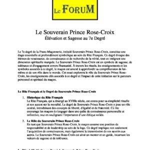 Le Souverain Prince RC du Rite Français 7° - LC07R1-3 - Sources pour Franc-maçon