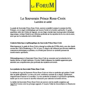 Le Souverain Prince RC du Rite Français - LC07R1 - Sources pour Franc-maçon