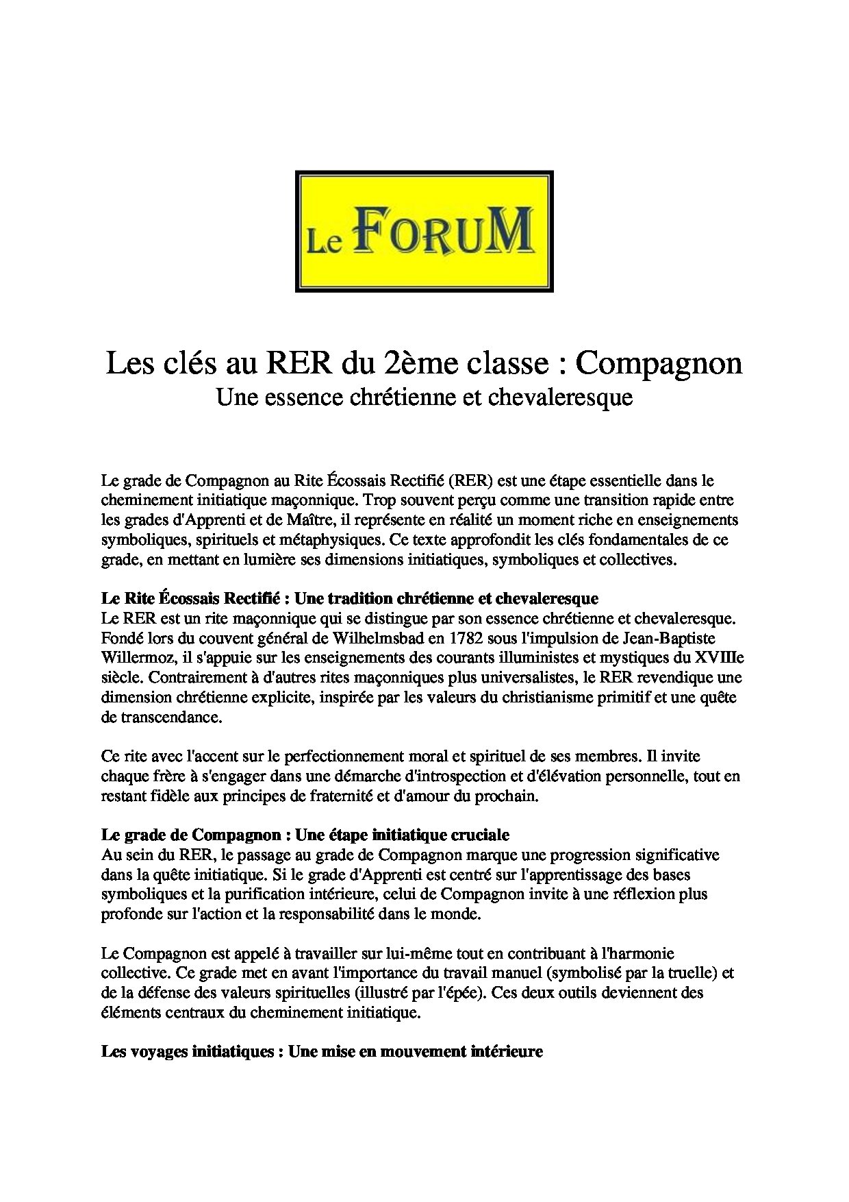 Les clés au RER du 2ème classe Compagnon - LC02E1 - Sources pour Franc-maçon