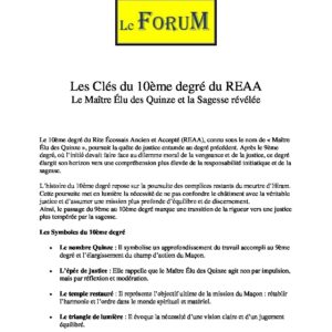 Les Clés du 10ème degré du REAA - LC1000-3 - Sources pour Franc-maçon