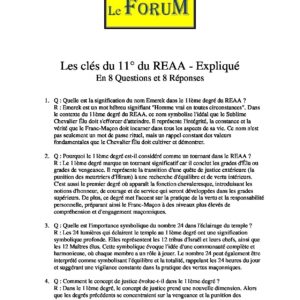 Les clés du 11° – Expliqué - LC1100-2 - Sources pour Franc-maçon