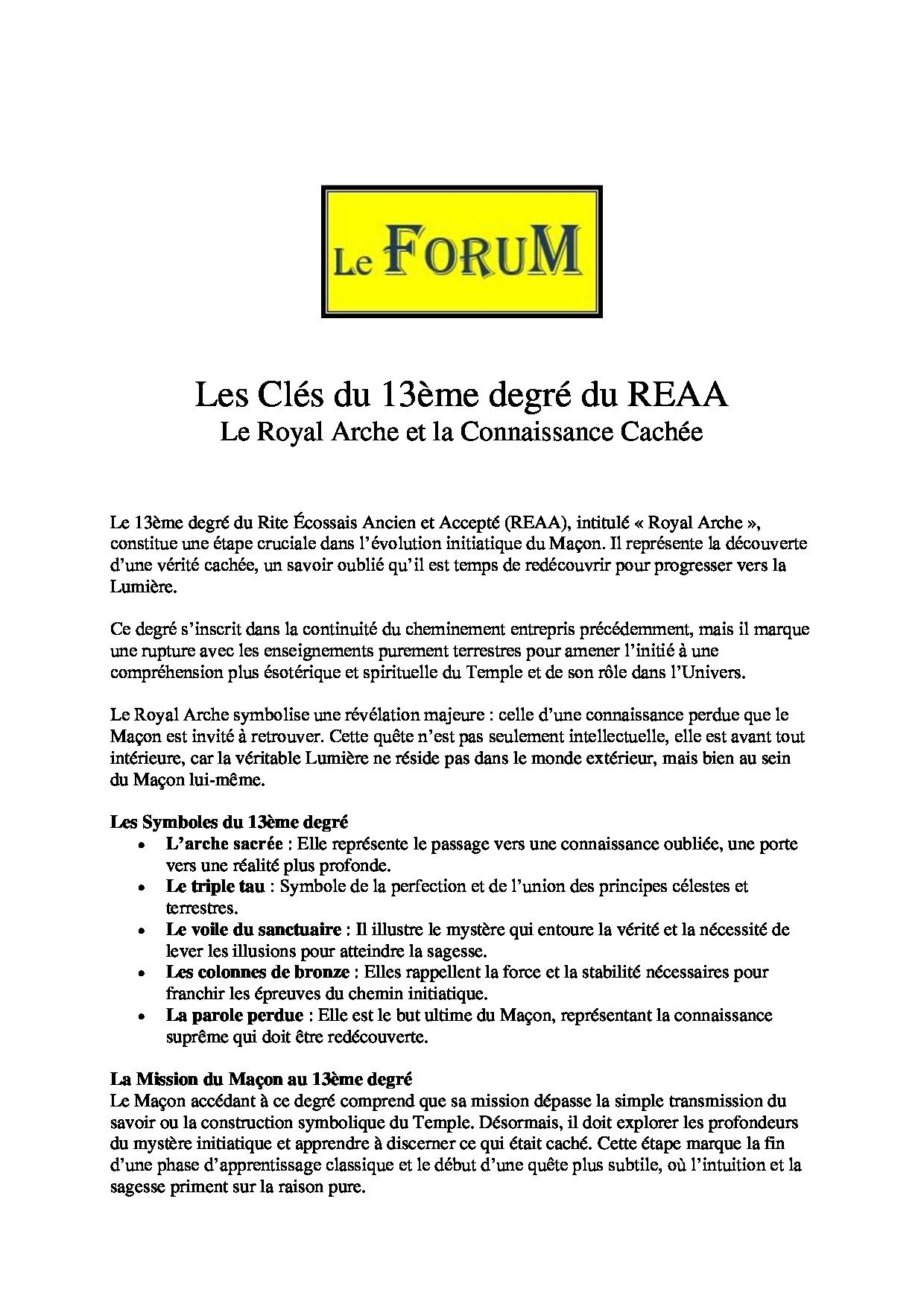 Les Clés du 13ème degré du REAA - LC1300-3 - Sources pour Franc-maçon