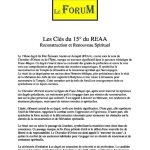 Les Clés du 15° du REAA - LC1500 - Sources pour Franc-maçon