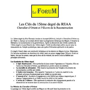 Les Clés du 15ème degré du REAA - LC1500-3 - Sources pour Franc-maçon
