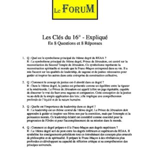 Les Clés du 16° – Expliqué - LC1600-2 - Sources pour Franc-maçon