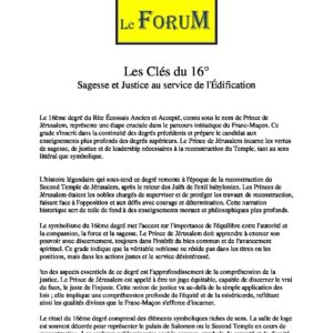 Les Clés du 16° - LC1600 - Sources pour Franc-maçon