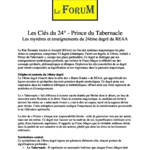 Les Clés du 24° – Prince du Tabernacle - LC2400 - Sources pour Franc-maçon