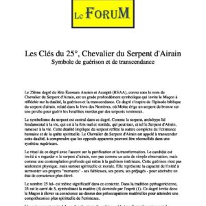 Les Clés du 25° – Chevalier du Serpent d'Airain - LC2500 - Sources pour Franc-maçon