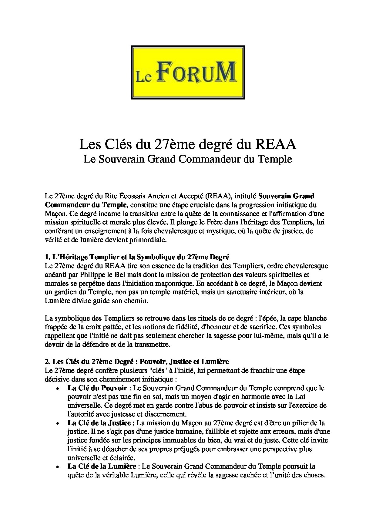 Les Clés du 27° du REAA - LC2700-3 - Sources pour Franc-maçon