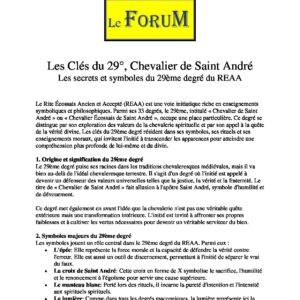 Les Clés du 29°, Chevalier de Saint André - LC2900 - Sources pour Franc-maçon