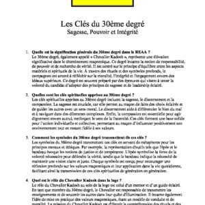 Les Clés du 30ème degré – Expliqué - LC3000-5 - Sources pour Franc-maçon