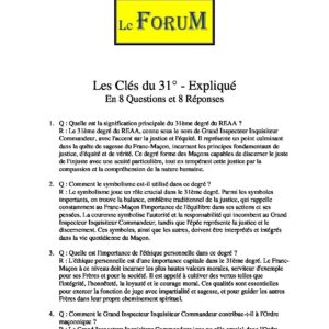 Les Clés du 31° – Expliqué - LC3100-2 - Sources pour Franc-maçon