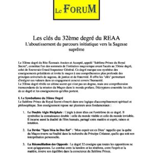 Les clés du 32ème degré du REAA - LC3200-3 - Sources pour Franc-maçon