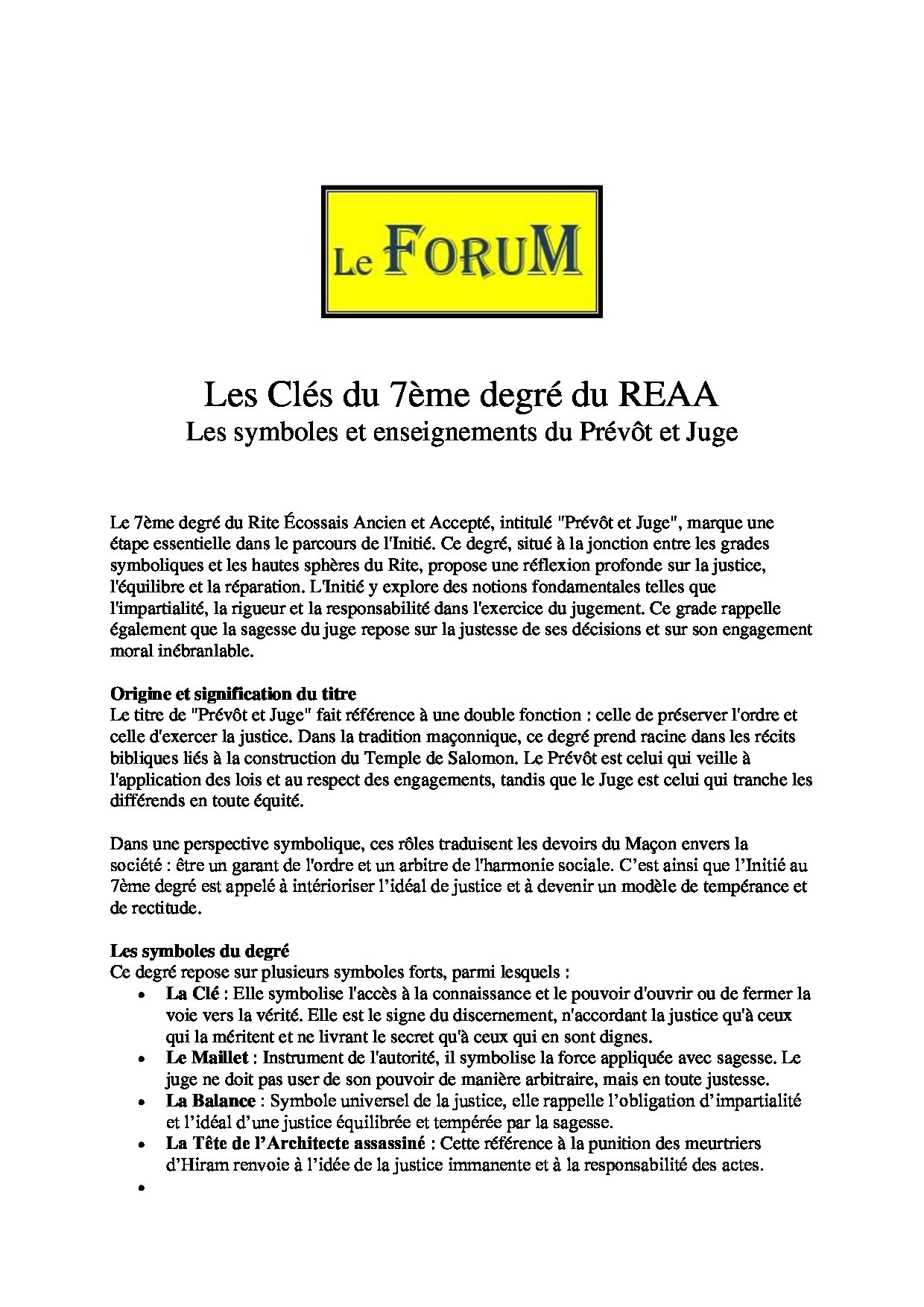 Les Clés du 7ème degré du REAA - LC0700-3 - Sources pour Franc-maçon