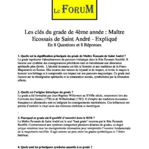 Les clés du RER – 4ème année : Maître Ecossais de Saint André – Expliqué - LC04E1-2 - Sources pour Franc-maçon