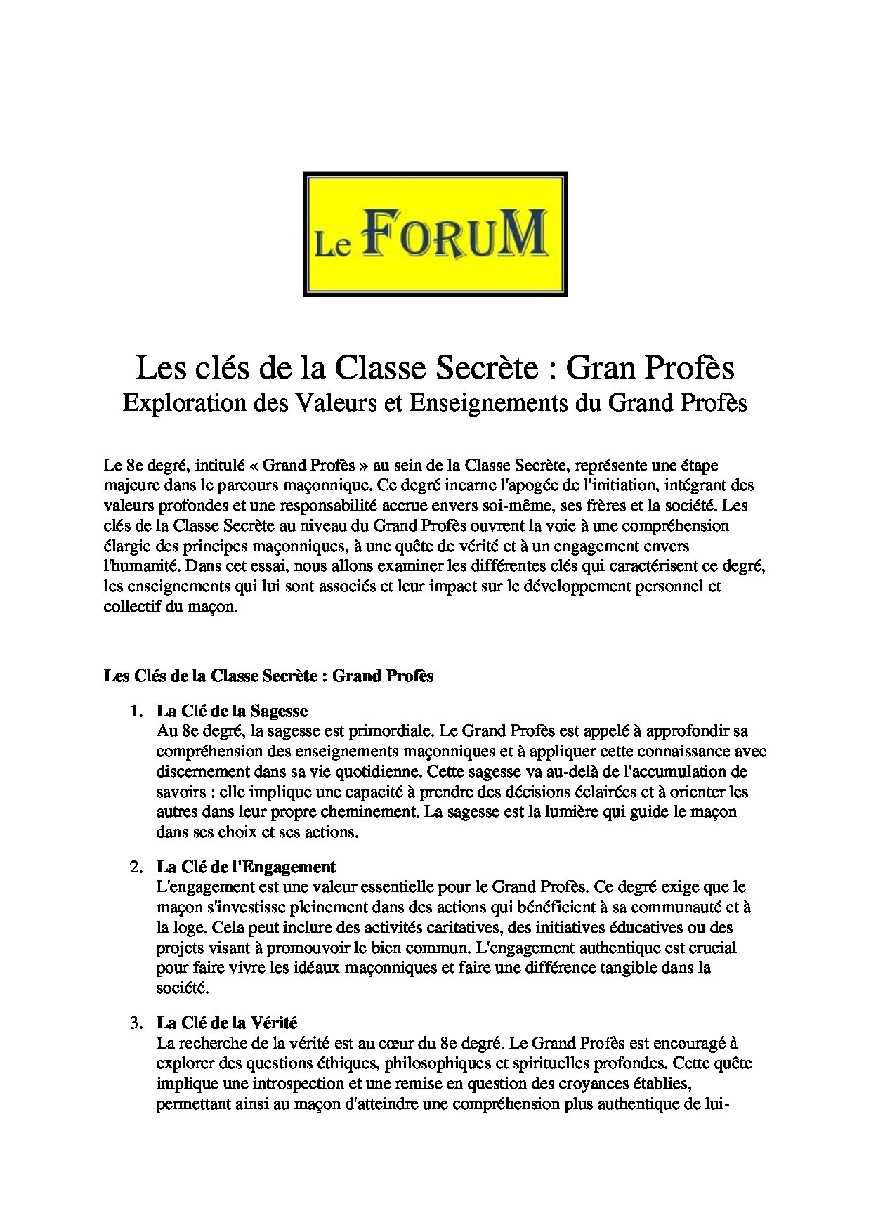 Les clés du RER – Classe Secrète : Le Grand Profès - LC08E1-3 - Sources pour Franc-maçon