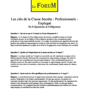Les clés du RER – Classe Secrète : Professionnels – Expliqué - LC07E1-2 - Sources pour Franc-maçon