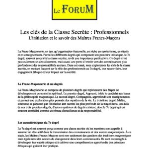 Les clés du RER – Classe Secrète : Professionnels - LC07E1 - Sources pour Franc-maçon
