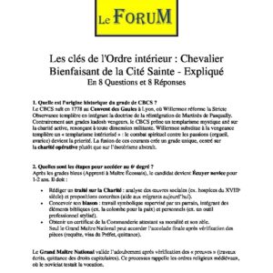 Les clés du RER – Ordre intérieur : C. Bienfaisant de la Cité Sainte – Expliqué - LC06E1-2 - Sources pour Franc-maçon