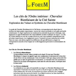 Les clés du RER – Ordre intérieur : Le CBCS, Ch. Bienfaisant de la Cité Sainte - LC06E1-3 - Sources pour Franc-maçon