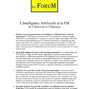 L'Intelligence Artificielle et la FM – Expliqué - 29136 - Sources pour Franc-maçon