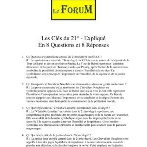 Les Clés du 21° – Expliqué - LC2100-2 - Sources pour Franc-maçon