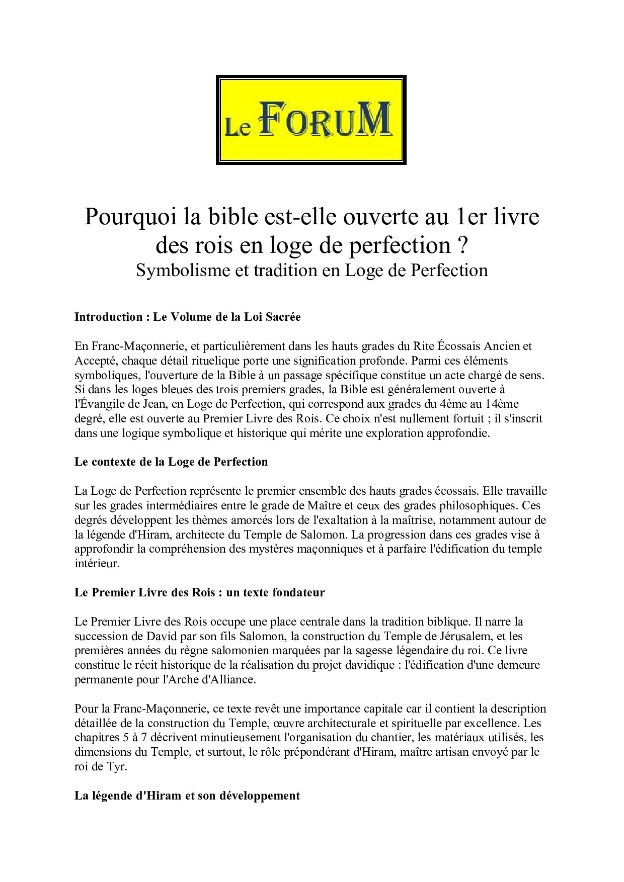 Pourquoi la bible est-elle ouverte au 1er livre des rois dans les HG ...