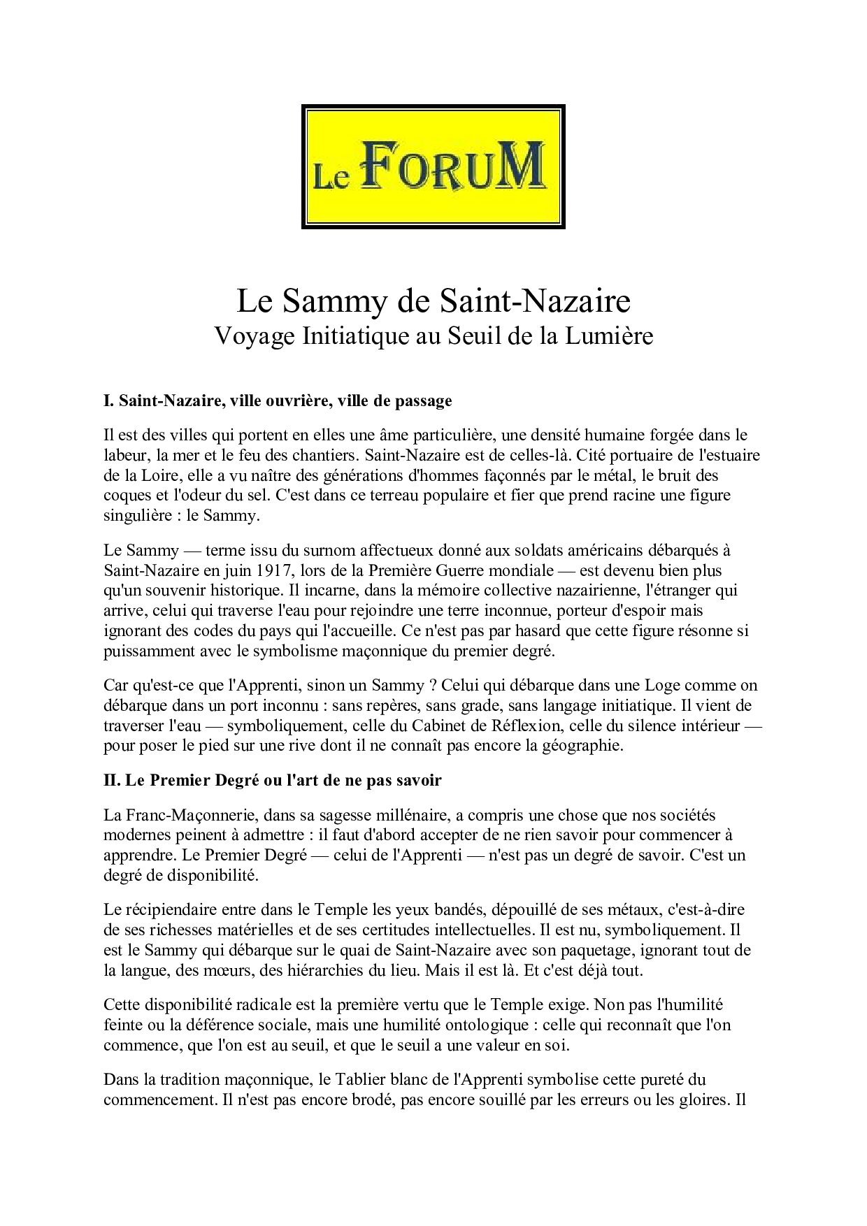 Le Sammy de Saint-Nazaire - 45346 - Sources pour Franc-maçon