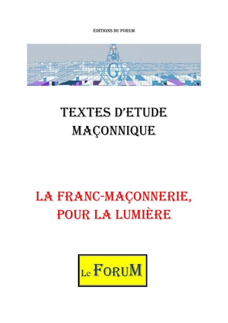 La Franc-Maçonnerie, pour la lumière – Corpus - CM03A3 - Sources pour Franc-maçon