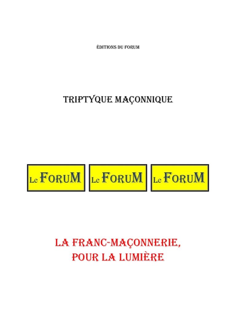 La Franc-Maçonnerie, pour la lumière – Triptyque - TR03A3 - Sources pour Franc-maçon