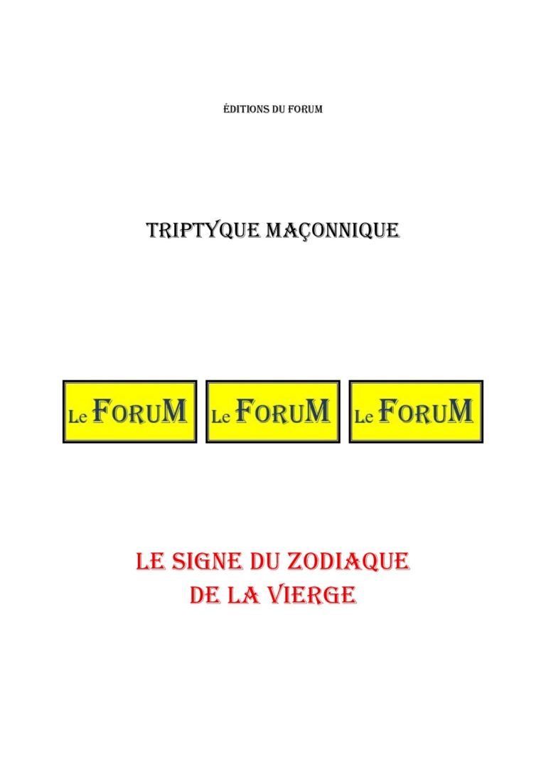 Le signe du zodiaque de la Vierge – Triptyque - TR01Z1 - Sources pour Franc-maçon
