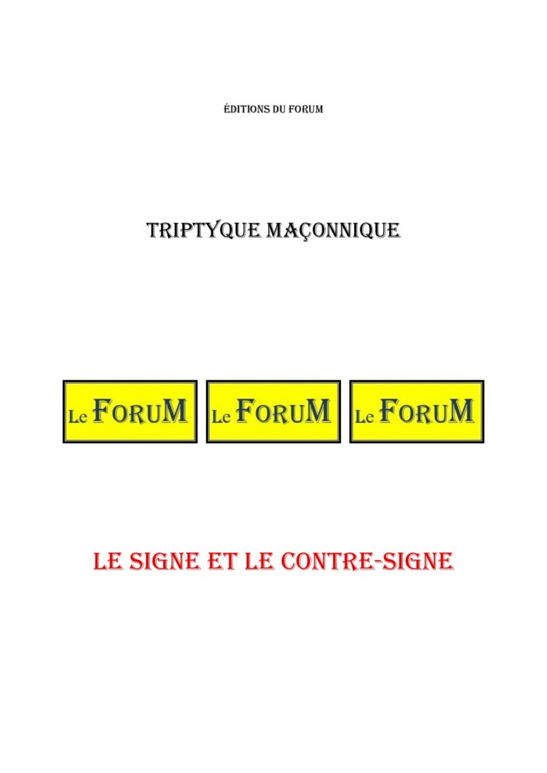 Le signe et le Contre-Signe – Triptyque - TR1852 - Sources pour Franc-maçon