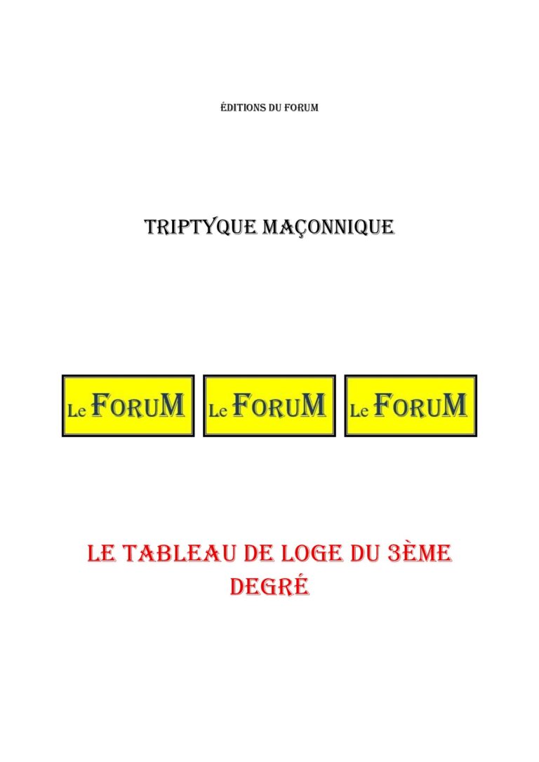 Le Tableau de Loge du 3ème degré – Triptyque - TR0316 - Sources pour Franc-maçon