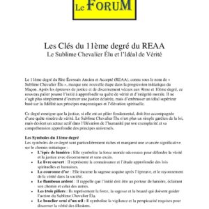Les Clés du 11ème D° du REAA - LC1100-3 - Sources pour Franc-maçon