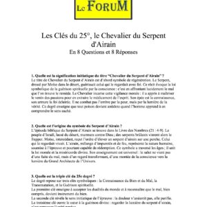 Les Clés du 25ème degré, le Chevalier du Serpent d'Airain – Expliqué - 46960 - Sources pour Franc-maçon
