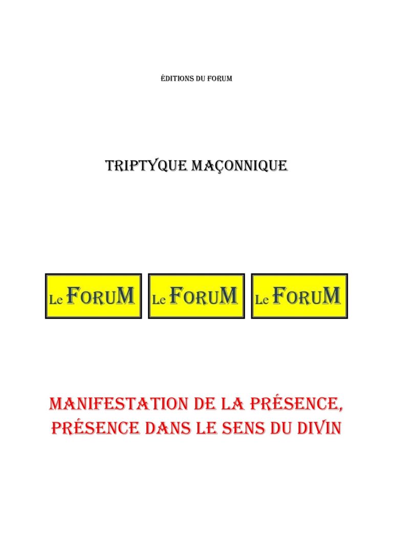 Manifestation de la présence, présence dans le sens du Divin – Triptyque - TR042K - Sources pour Franc-maçon