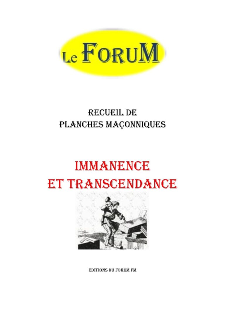 Immanence et Transcendance – Recueil - RP0485 - Sources pour Franc-maçon