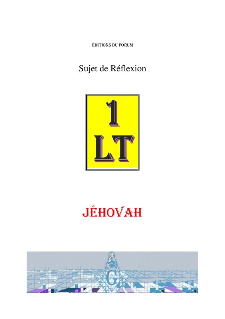 Jéhovah – Un Le Tout - SR042O - Sources pour Franc-maçon