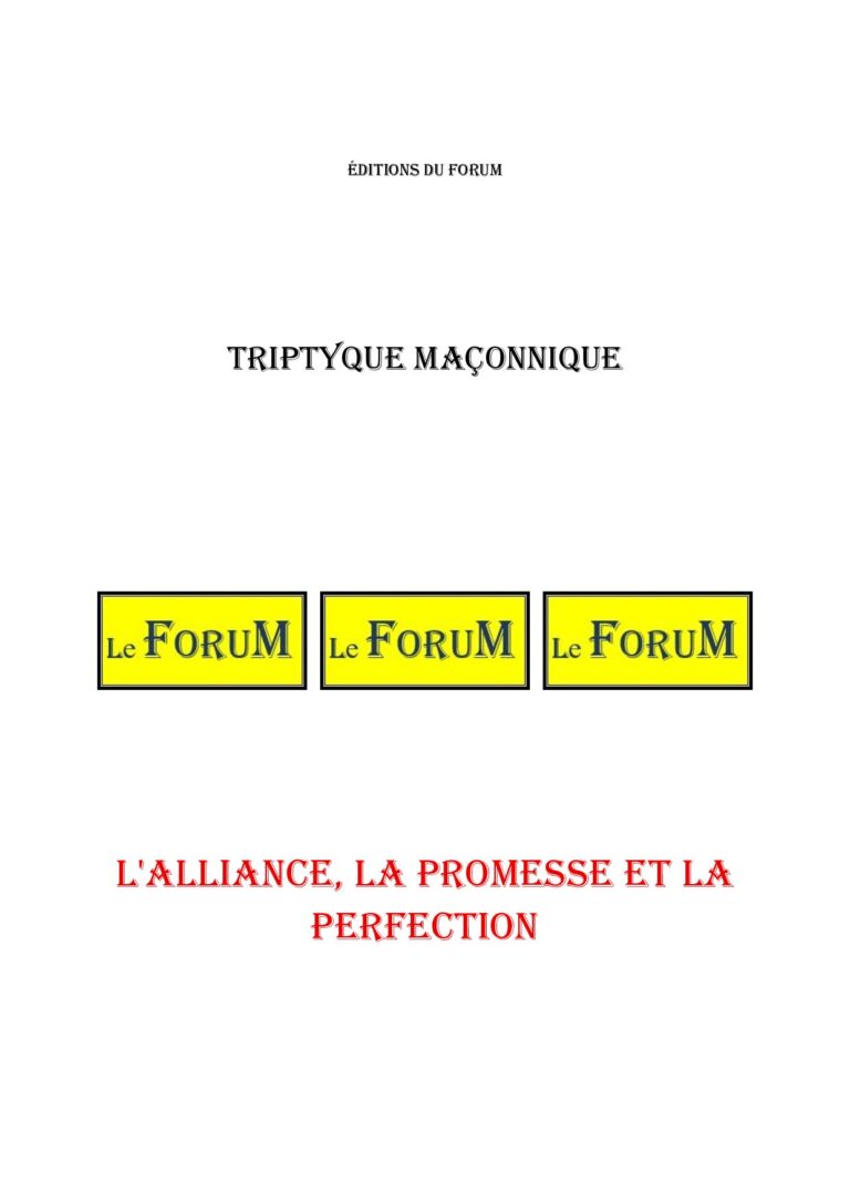 L'Alliance, la promesse et la perfection – Triptyque - TR0602 - Sources pour Franc-maçon