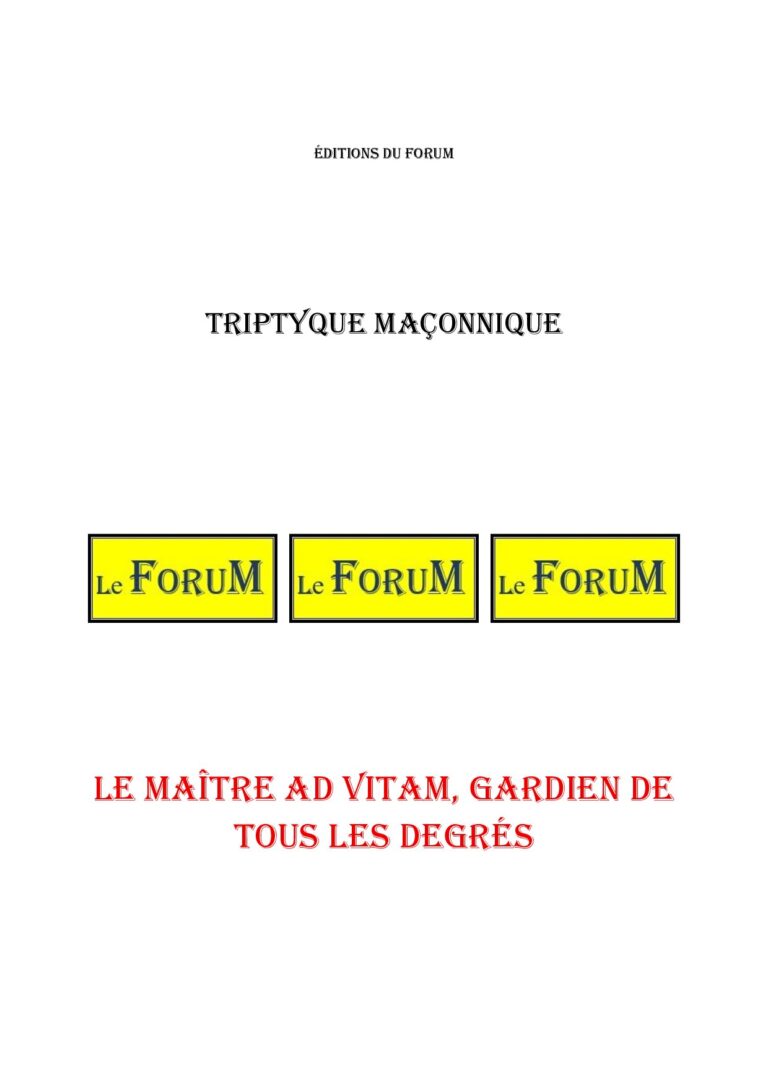 Le Maître Ad Vitam : Gardien de la Lumière – Triptyque - TR3051 - Sources pour Franc-maçon