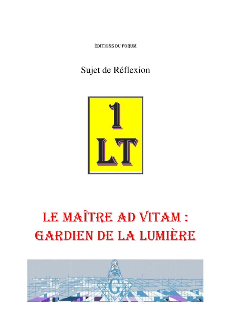 Le Maître Ad Vitam : Gardien de la Lumière – Un Le Tout - SR3051 - Sources pour Franc-maçon