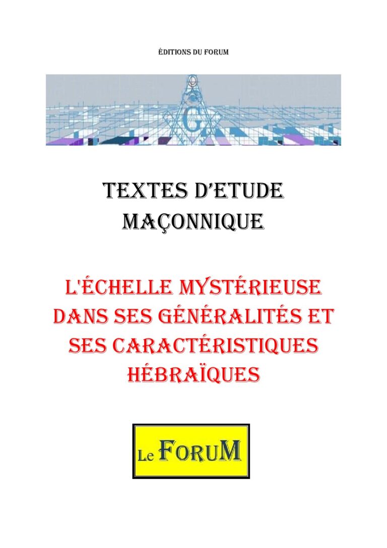 L'Échelle mystérieuse dans ses généralités et ses caractéristiques hébraïques – Corpus - CM3052-P - Sources pour Franc-maçon