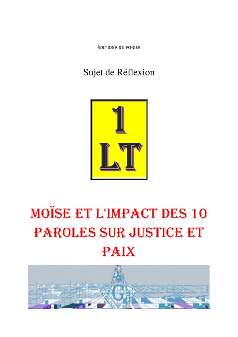 Moïse et l'Impact des 10 Paroles sur Justice et Paix – Un Le Tout - SR3117 - Sources pour Franc-maçon