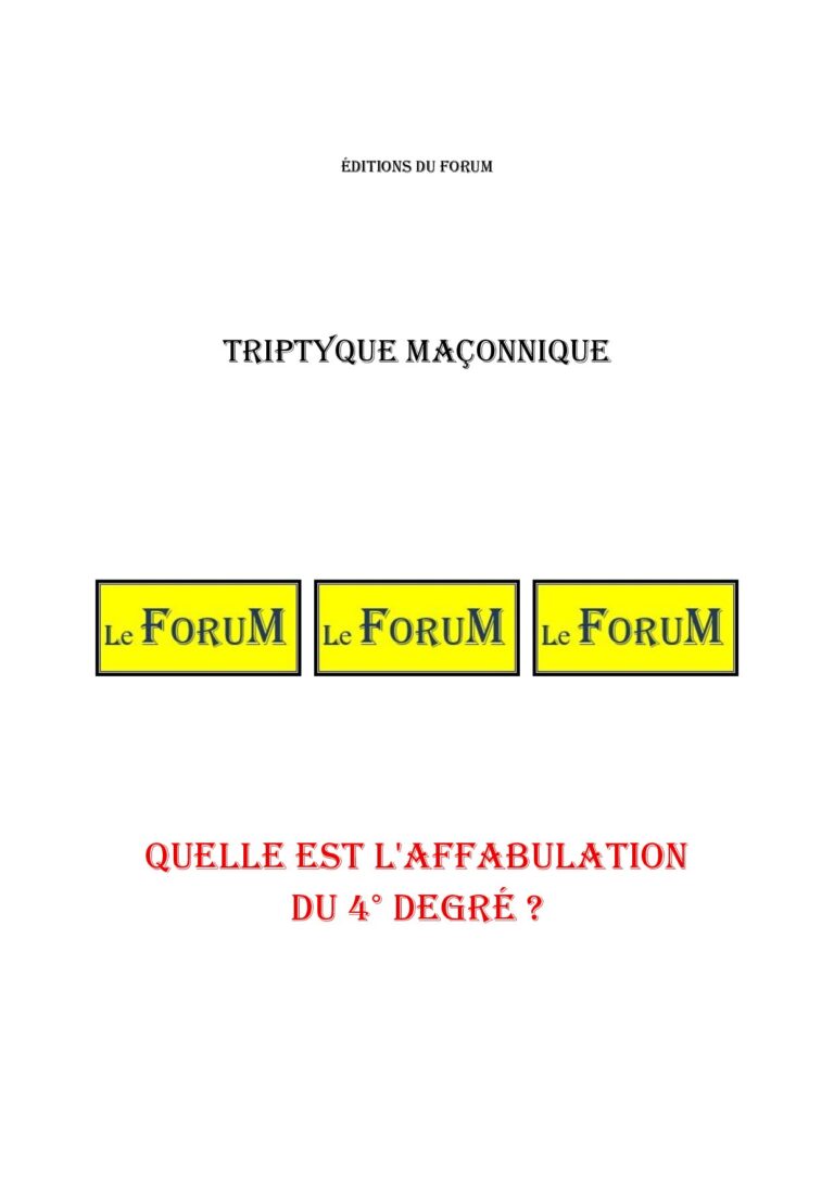 Quelle est l'affabulation du 4° degré ? – Triptyque - TR042P - Sources pour Franc-maçon