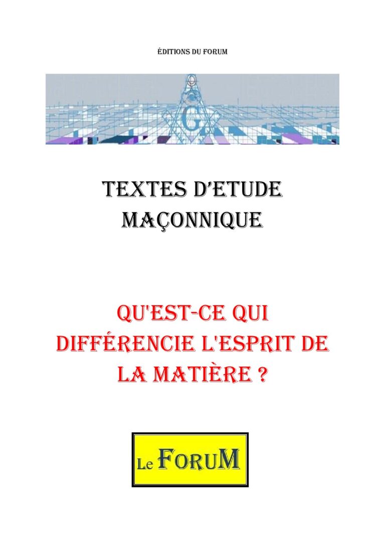 Qu'est-ce qui différencie l'esprit de la matière ? – Corpus - CM042N - Sources pour Franc-maçon