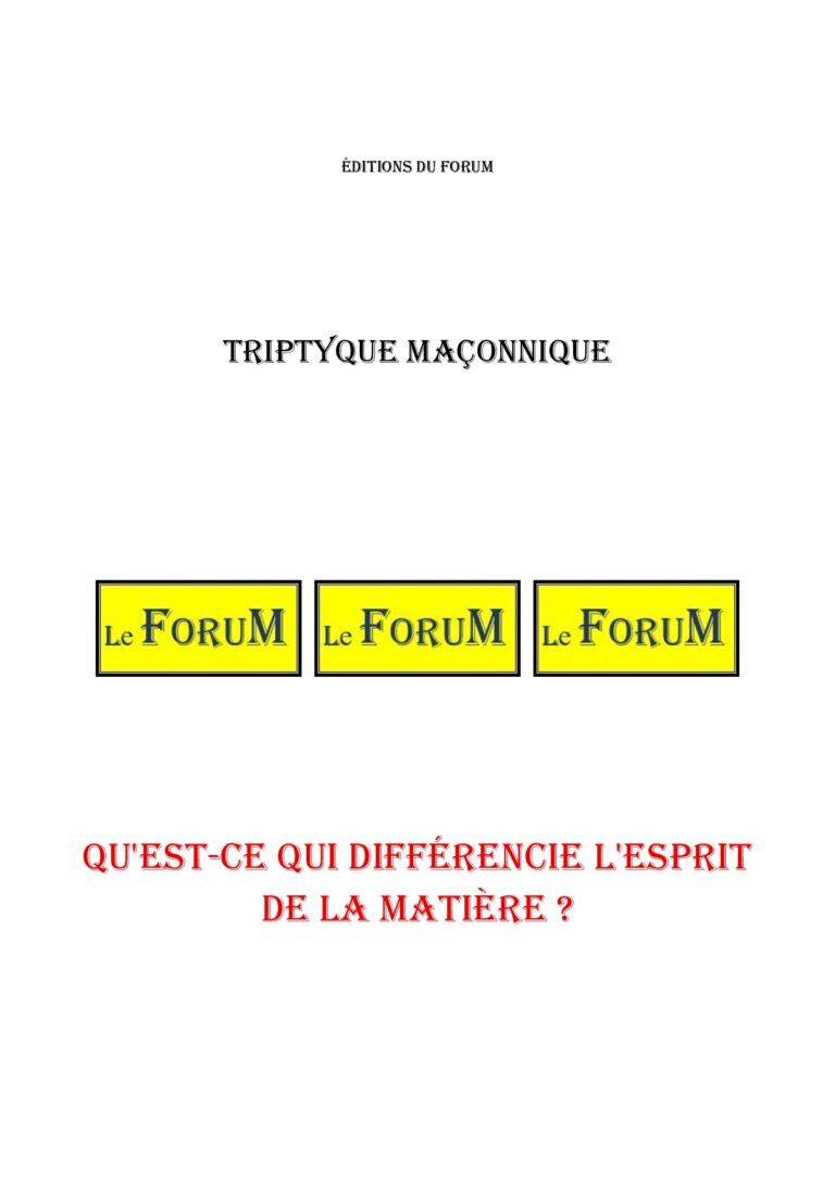 Qu'est-ce qui différencie l'esprit de la matière ? – Triptyque - TR042N - Sources pour Franc-maçon