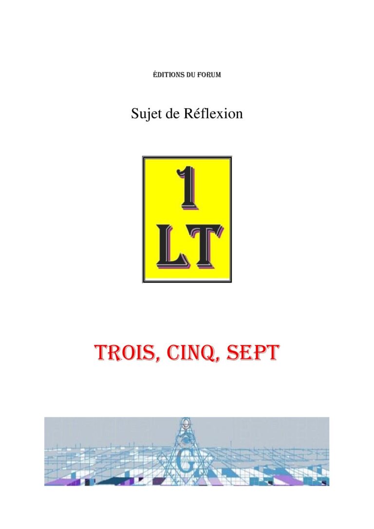 Trois, Cinq, Sept – Un Le Tout - SR03A9 - Sources pour Franc-maçon