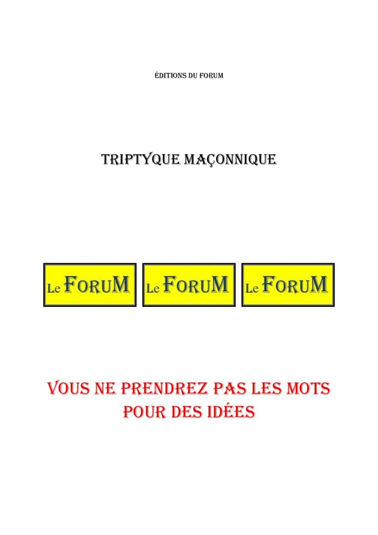 Vous ne prendrez pas les mots pour des idées – Triptyque - TR0442 - Sources pour Franc-maçon